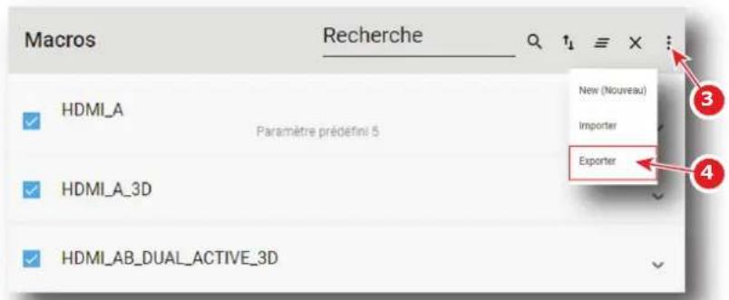 Barco XDX4K40 - Comment créer et exporter un package de sauvegarde de fichiers de macro - 2
