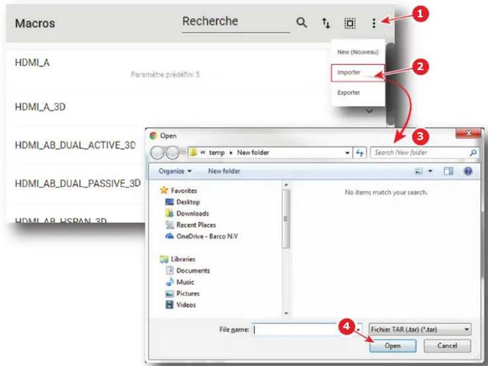 Barco XDX4K40 - Comment importer un fichier d'entrée - 1