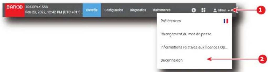 Barco XDM4K25 - Comment se déconnecter - 1