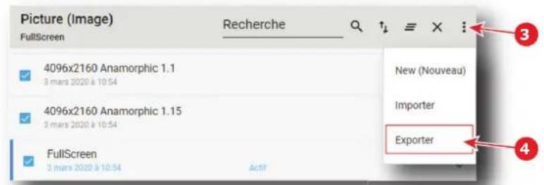 Barco XDM4K25 - Exporter plusieurs fichiers à l'écran dans un package de sauvegarde - 2