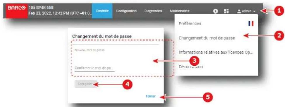 Barco XDM4K25 - Pour modifier le mot de passer - 1