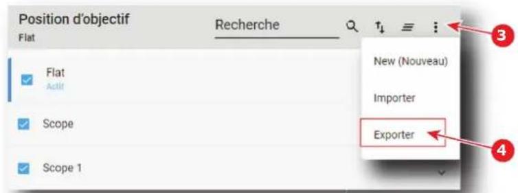 Barco XDM4K25 - Comment créé et exporter un package de sauvegarde de fichiers de position d'objectif - 2
