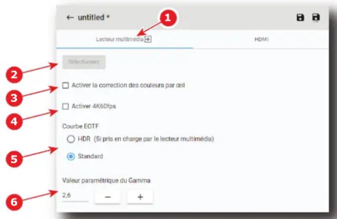 Barco XDM4K25 - Comment régler les paramètres du lecteur multimédia - 1