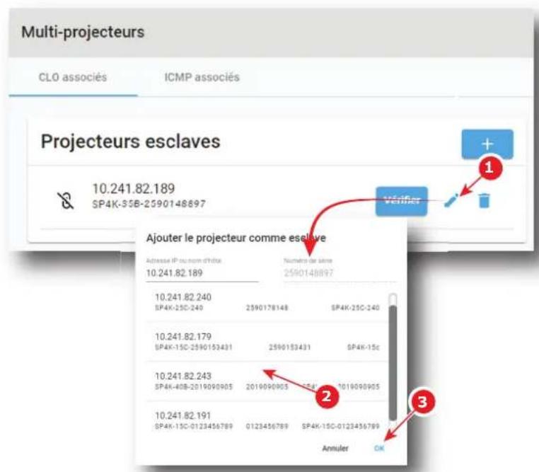 Barco XDM4K25 - Comment modifier les paramètres d'un projecteur esclave - 1