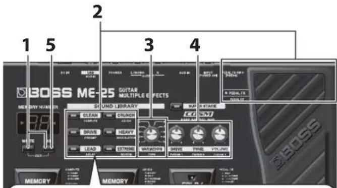 BOSS ME25 - Gedetailleerde instellingen voor effecten maken (Edit-modus) - 1