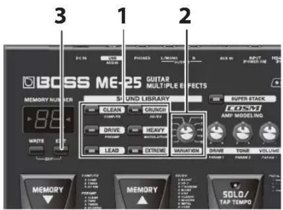 BOSS ME25 - De Sound Library gebruiken - 2