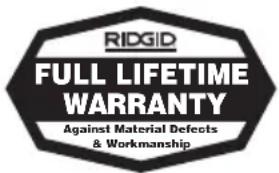 RIDGID FlexShaft K9306 - No other express warranty applies - 1