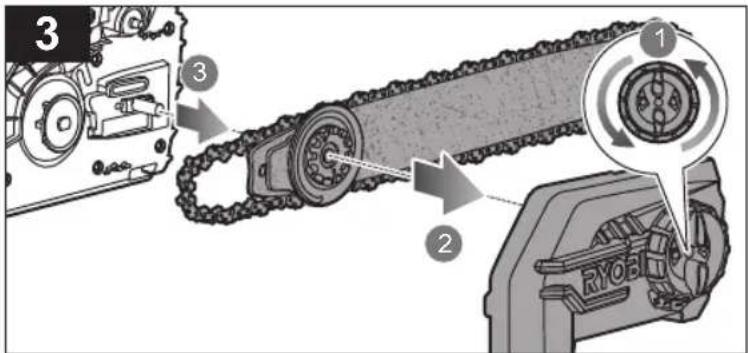 Diagram illustrating a mechanical chain assembly with labeled components and directional arrows indicating motion or flow.