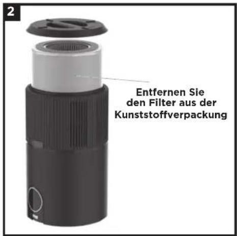 2 Entfernen Sie den Filter aus der Kunststoffverpackung