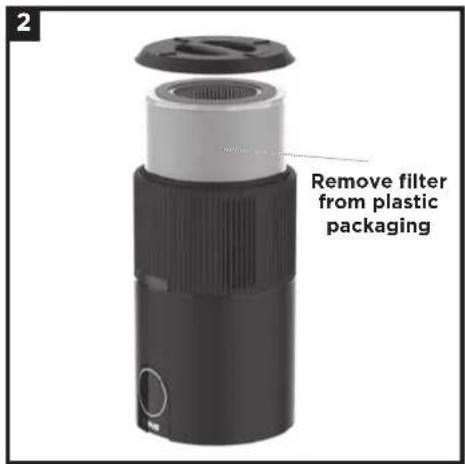 2 Remove filter from plastic packaging