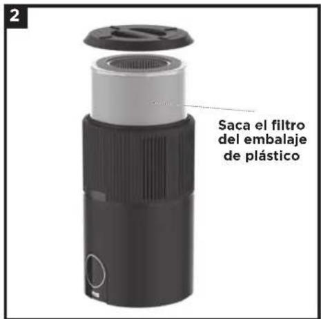 Saca el filtro del embalaje de plástico