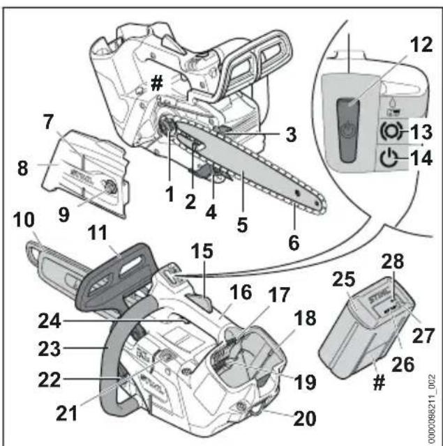 Technical diagram of a chain-linking device with numbered parts and labeled components