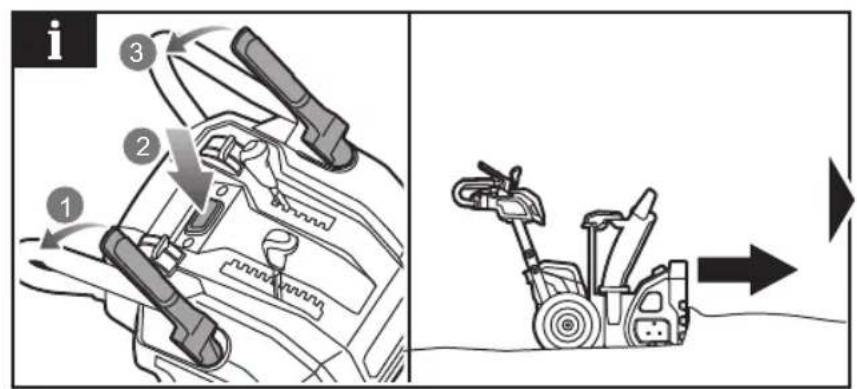 Diagram showing car interior and snowlane tool positioning with numbered parts and directional arrows