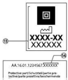 XXXX-XX XXXXXX 13 14 AA:16.01.1234567.XXXXXXX Protective part/Schutzteil/partie protective/parte progettiva/bescherrende