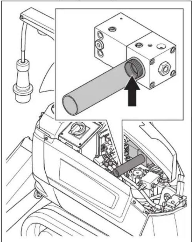 HUSQVARNA CEORA 544 EPOS - Contrôle de la quantité de graisse dans la cartouche de graisse de la pompe de graissage du marteau (DXR 275, DXR 305, DXR 315) - 1