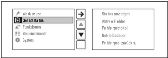 HUSQVARNA CEORA 544 EPOS - Menü „Gerätestatus“ - 1