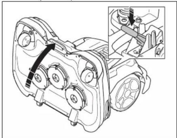 HUSQVARNA CEORA CS4 - Placement du carter de coupe en position d'entretien - 2