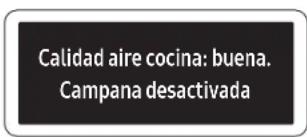 Calidad aire cocina: buena. Campana desactivada
