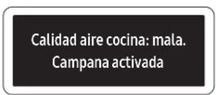 Calidad aire cocina: mala. Campana activada