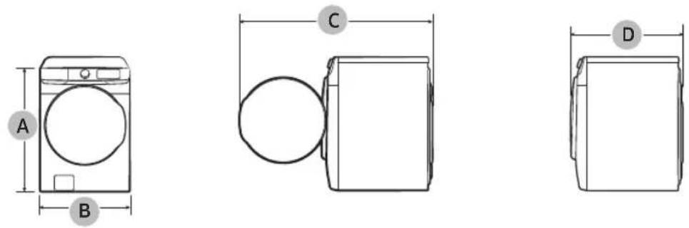 SAMSUNG WF45B6300AP - Dimensions - 1