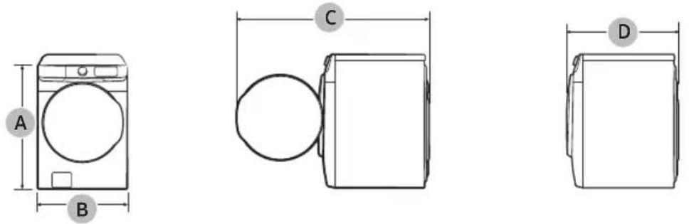SAMSUNG WF45B6300AP - Dimensions - 1