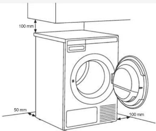 ASKO H408HDS - Espace libre autour du sèche-linge pour un fonctionnement optimum - 1