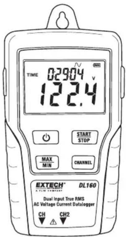 Extech DL160 - Enregistreur de données de tension/courant AC à valeur efficace vraie et double entrée - 1