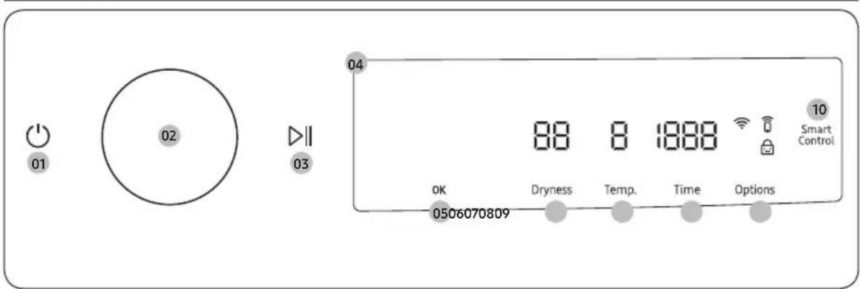 SAMSUNG DV25B6800EW - Control panel - 1