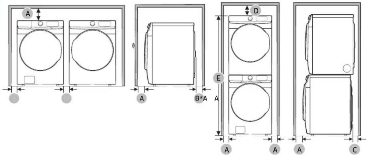 SAMSUNG DV25B6800EW - Requisitos de instalación - 1