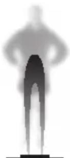 Silhouette of a human figure in profile, standing on a pedestal (no text or symbols visible)