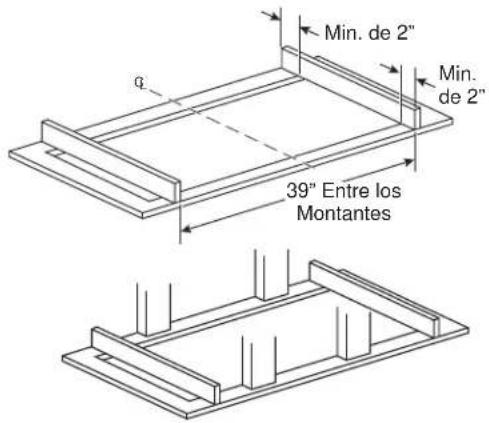 Min. de 2" Min. de 2" 39" Entre los Montantes