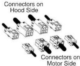Connectors on Hood Side Connectors on Motor Side