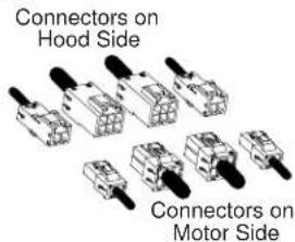 Connectors on Hood Side Connectors on Motor Side