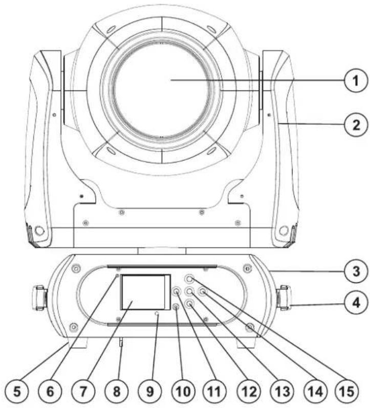 Technical diagram of a mechanical device with numbered components and labeled parts