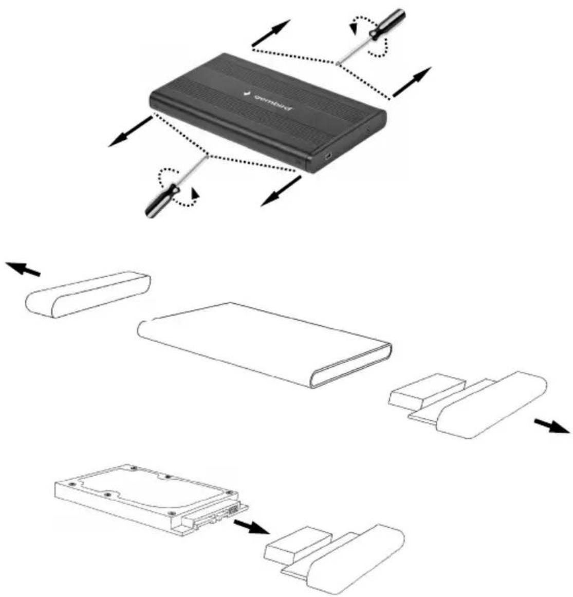 Diagram illustrating the assembly of a USB drive with labeled components and directional arrows indicating process flow.