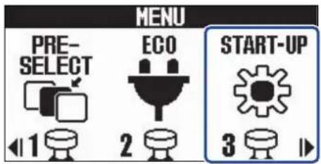 MENU PRE- SELECT ECO START-UP 1 2 3