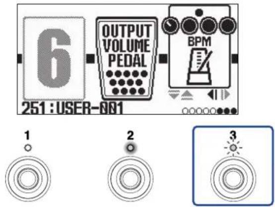 6 OUTPUT VOLUME PEDAL BPM 251 : USER-001 1 2 3
