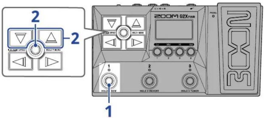 2 Clamping Input Rout + Filter 1 HOLD NEW 2 HOLD & REVERT 3 HOLD & TUNER 2COM G2X FOUR 1-4-4 1 2 3 PONAL O 200M