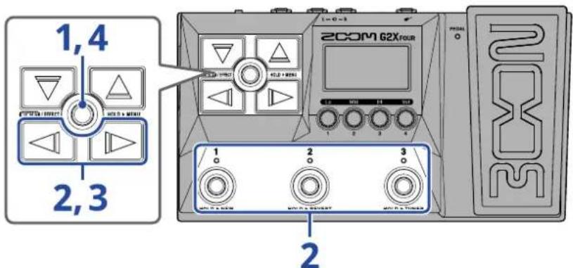 ZOOM G2X Four - 开启/关闭 PRESELECT 功能 - 1