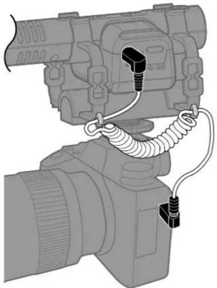 ZOOM M3 MicTrak - Utilisez le câble de connexion fourni pour relier la prise de sortie ligne du M3 à la prise d'entrée externe de la caméra. - 1