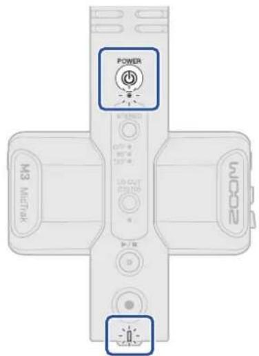 ZOOM M3 MicTrak - Pressez et maintenez POWER - 1