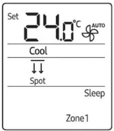 Set 24.0°C AUTO Cool ↓↓ Spot Sleep Zone1