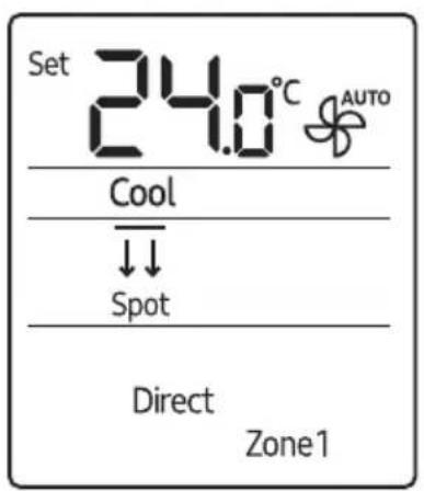 Set 24.0°C AUTO Cool ↓↓ Spot Direct Zone1