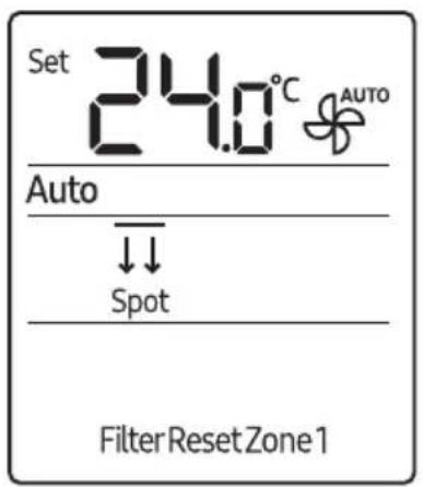 Set 24.0°C AUTO Auto ↓↓ Spot Filter Reset Zone1