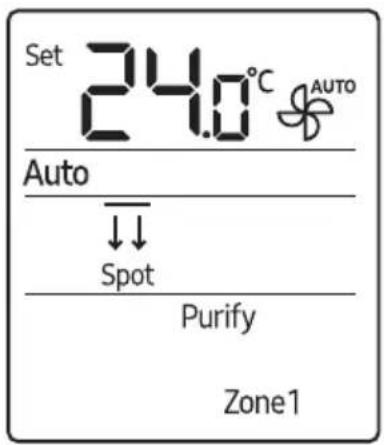 Set 24.0°C AUTO Auto ↓↓ Spot Purify Zone1