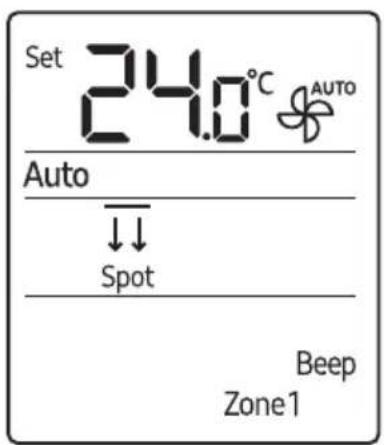 Set 24.0°C AUTO Auto ↓↓ Spot Beep Zone1