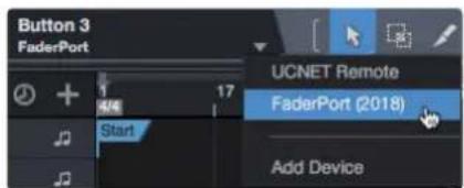 Button 3 FaderPort UCNET Remote FaderPort (2018) Add Device Start