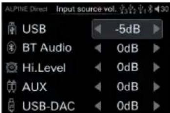 ALPINE HDS990 - Ajuste del volumen de la fu ente de audio de entrada - 1