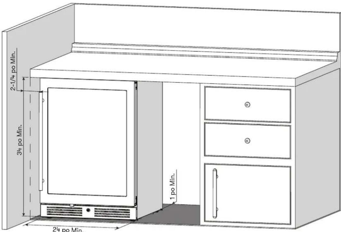 Zephyr Presrv PRW24C01CG - Espace libre requis pour l'installation - 1