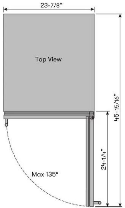 23-7/8" Top View 45-15/16" 24-1/4" Max 135°